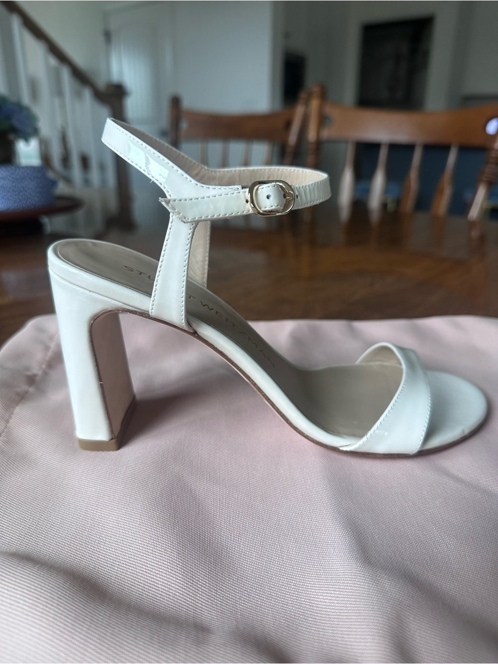 Stuart Weitzman Babette Block Heel Sandal White